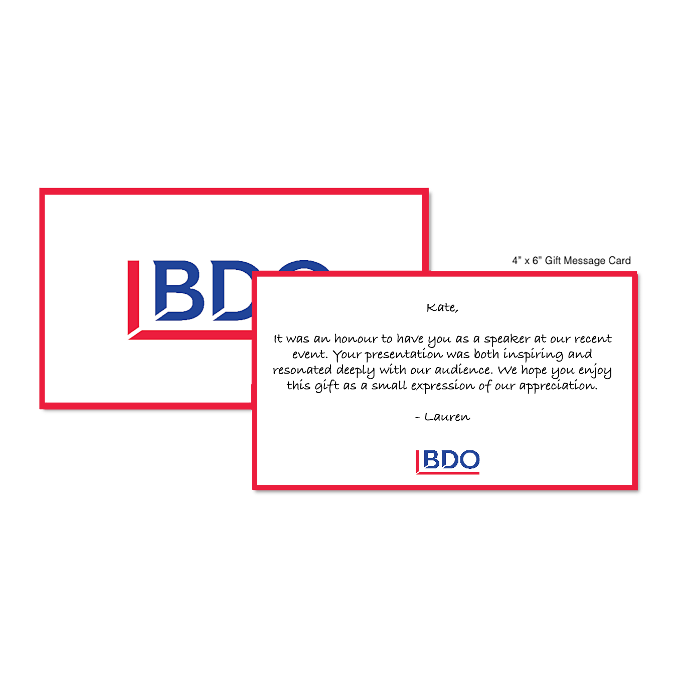 BDO Gift Message Card
