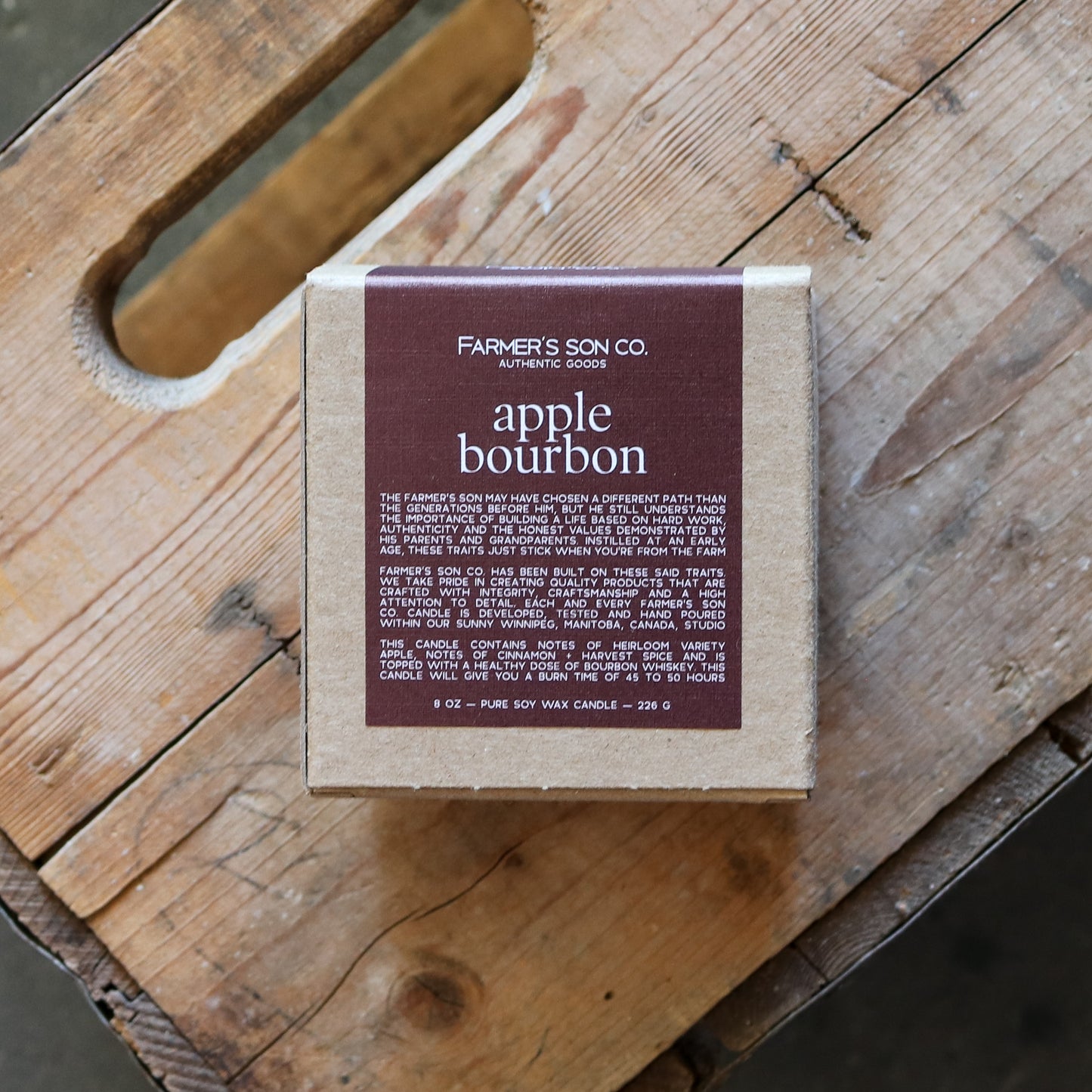 Farmer's Son - Apple Bourbon Candle 8oz (45-50 hours burn time)