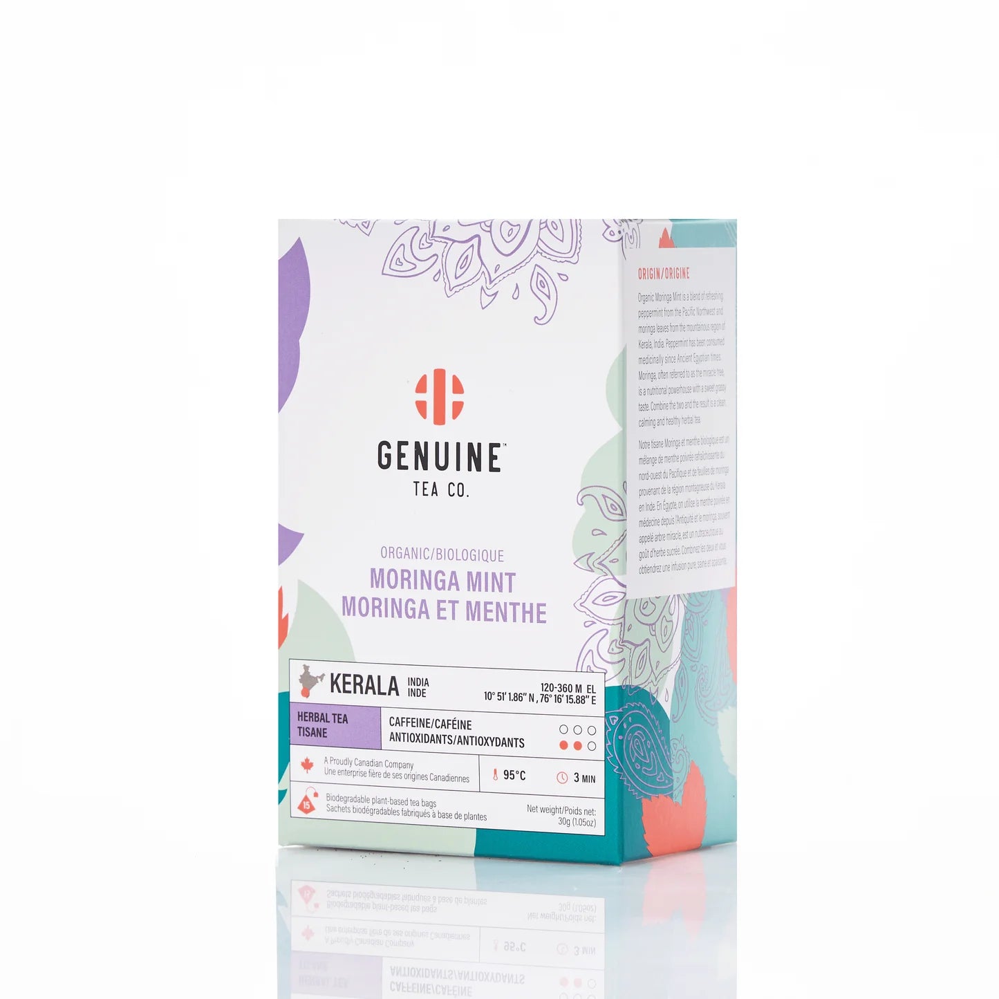 Genuine Tea - Organic Moringa Mint (15 pyramid tea bags)