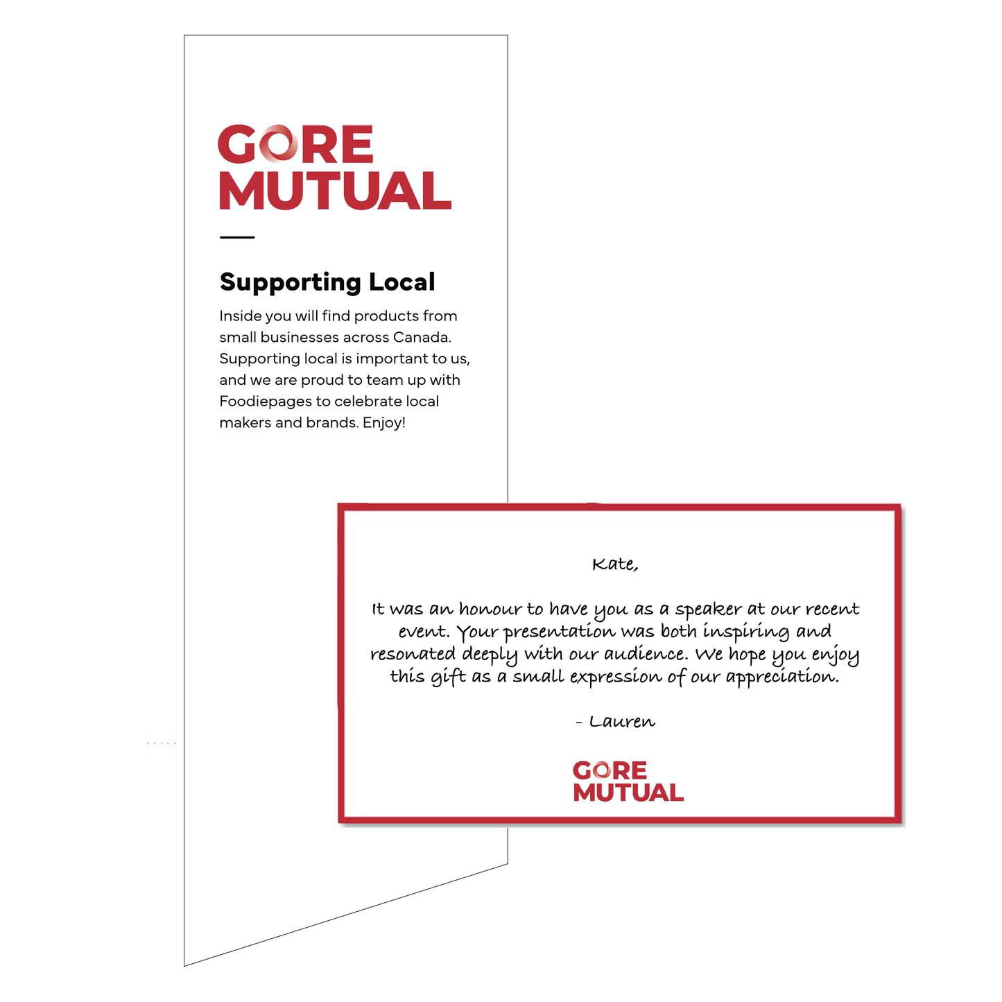 Gore Mutual Sticker + Gift Message Card Bundle