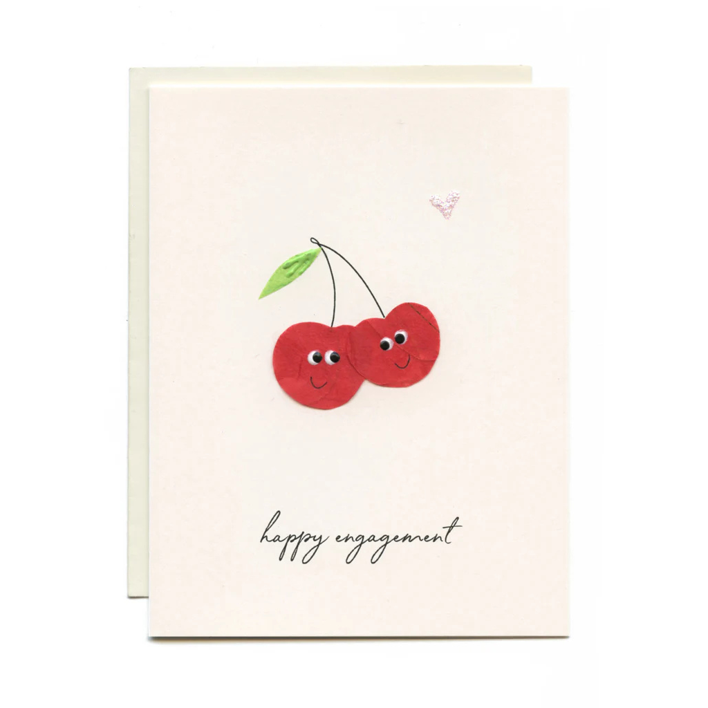 "HAPPY ENGAGEMENT" Two Cherries Card