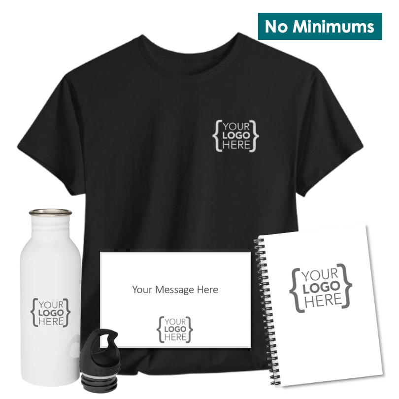 On-Demand T-Shirt, Water Bottle + Spiral Notebook