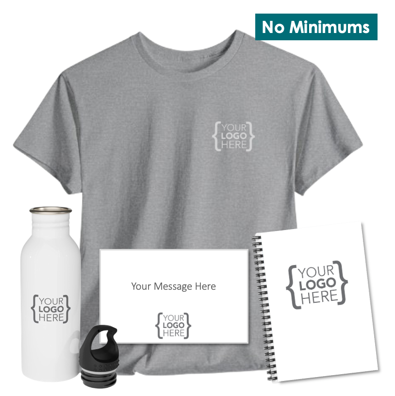 On-Demand T-Shirt, Water Bottle + Spiral Notebook