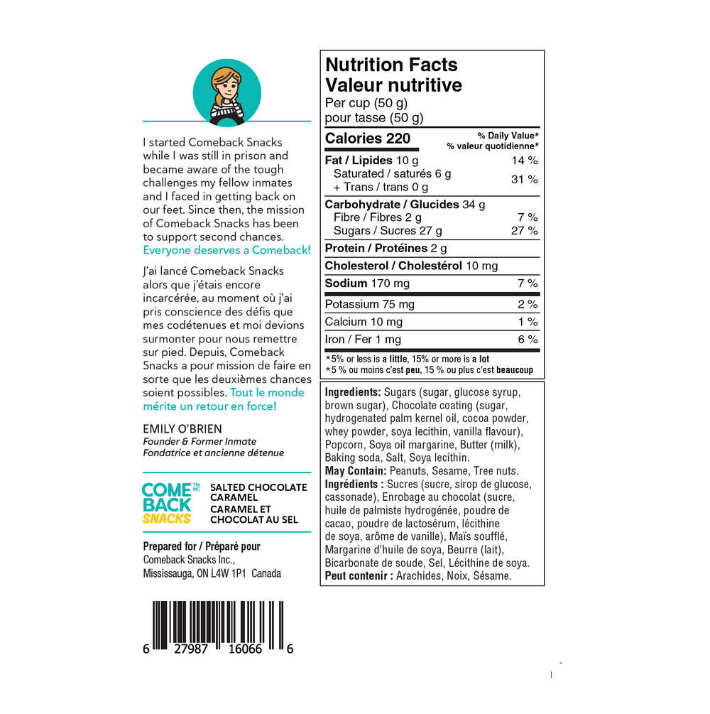 Comeback Snacks - Salted Chocolate Caramel Popcorn 280g