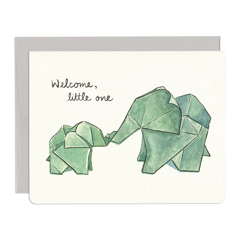 Origami Elephants Baby Card