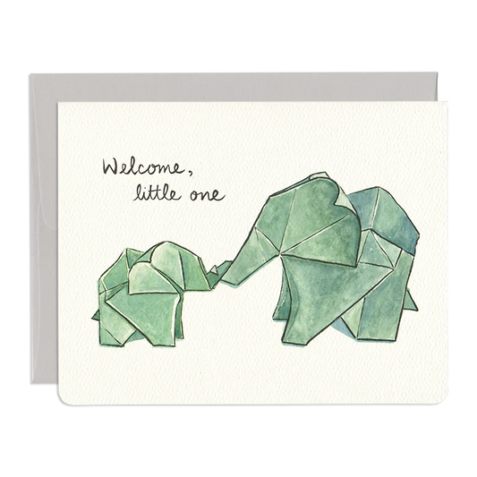 Origami Elephants Baby Card