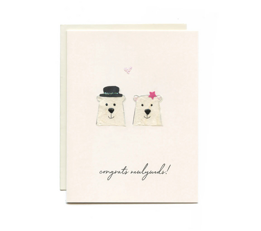 "CONGRATS NEWLYWEDS!" Two Polar Bears Card