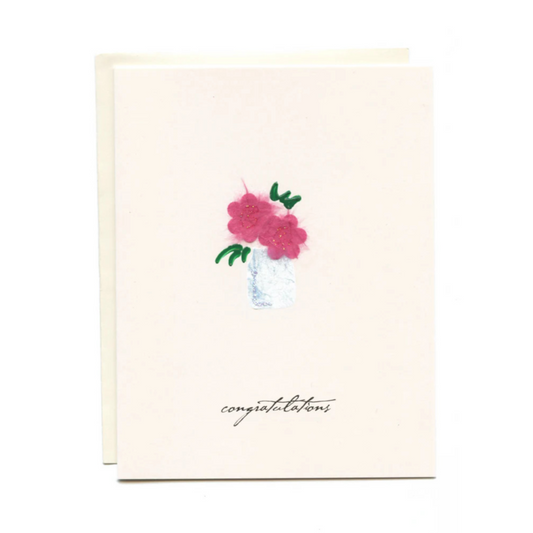 "CONGRATULATIONS" Mason Jar with Flowers Card