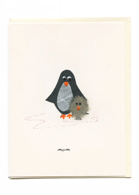 "MOM" PENGUIN AND BABY CARD