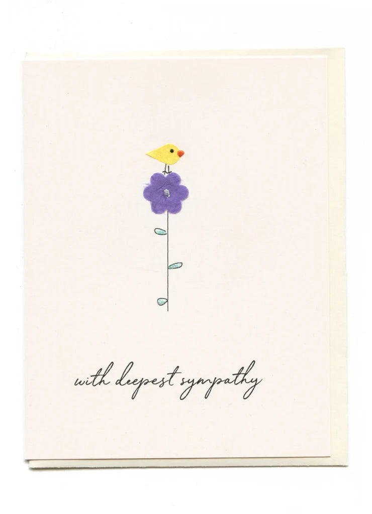 "With Deepest Sympathy" Bird on Flower Card