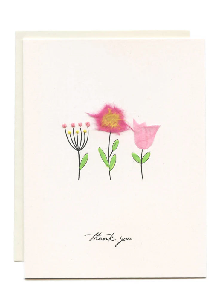 "THANK YOU" THREE FLOWERS Card