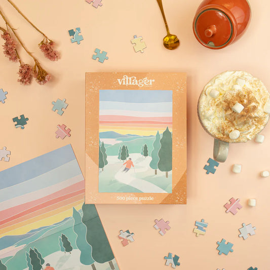Sunset Ski 500 Piece Puzzle Designed in Canada by Maude Gervais