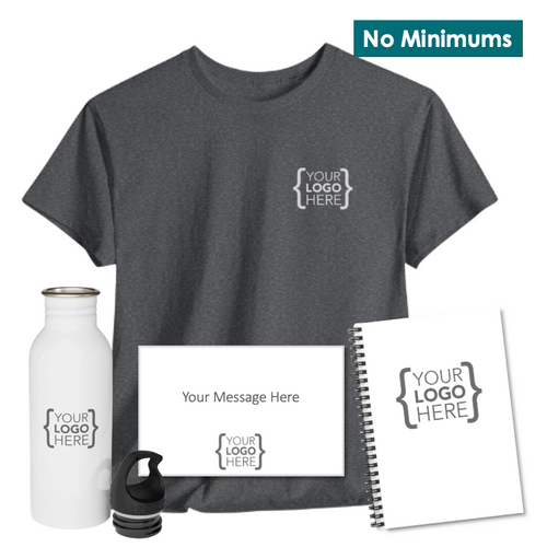 On-Demand T-Shirt, Water Bottle + Spiral Notebook