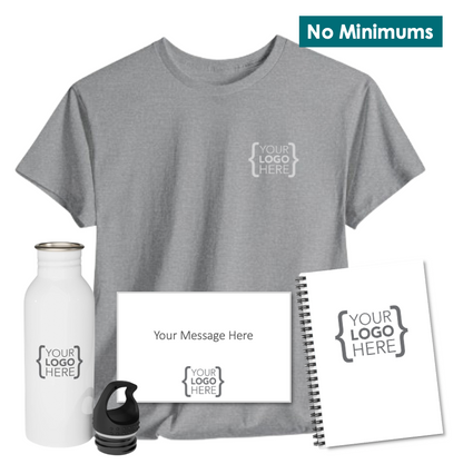 On-Demand T-Shirt, Water Bottle + Spiral Notebook