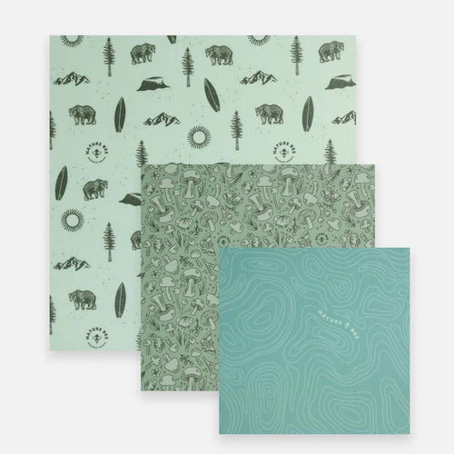 Nature Bee - Beeswax food wraps Set of 3 (Pacific Northwest)