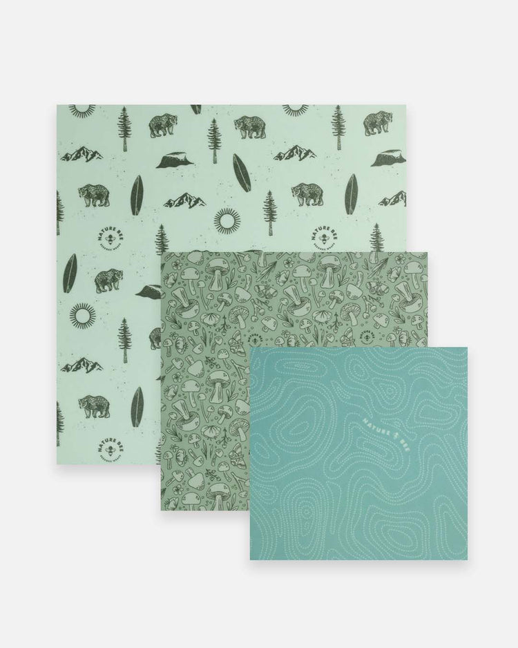 Nature Bee - Beeswax food wraps Set of 3 (Pacific Northwest)