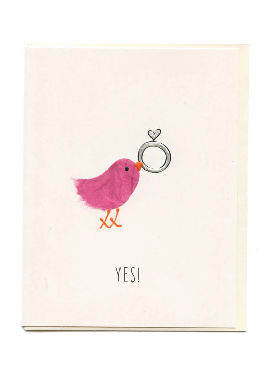 "YES!" BIRD WITH RING CARD