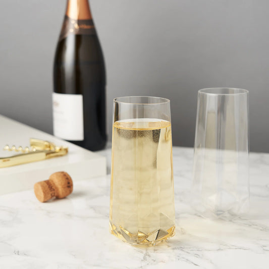 Viski Faceted Stemless Champagne Flutes - Set of 2