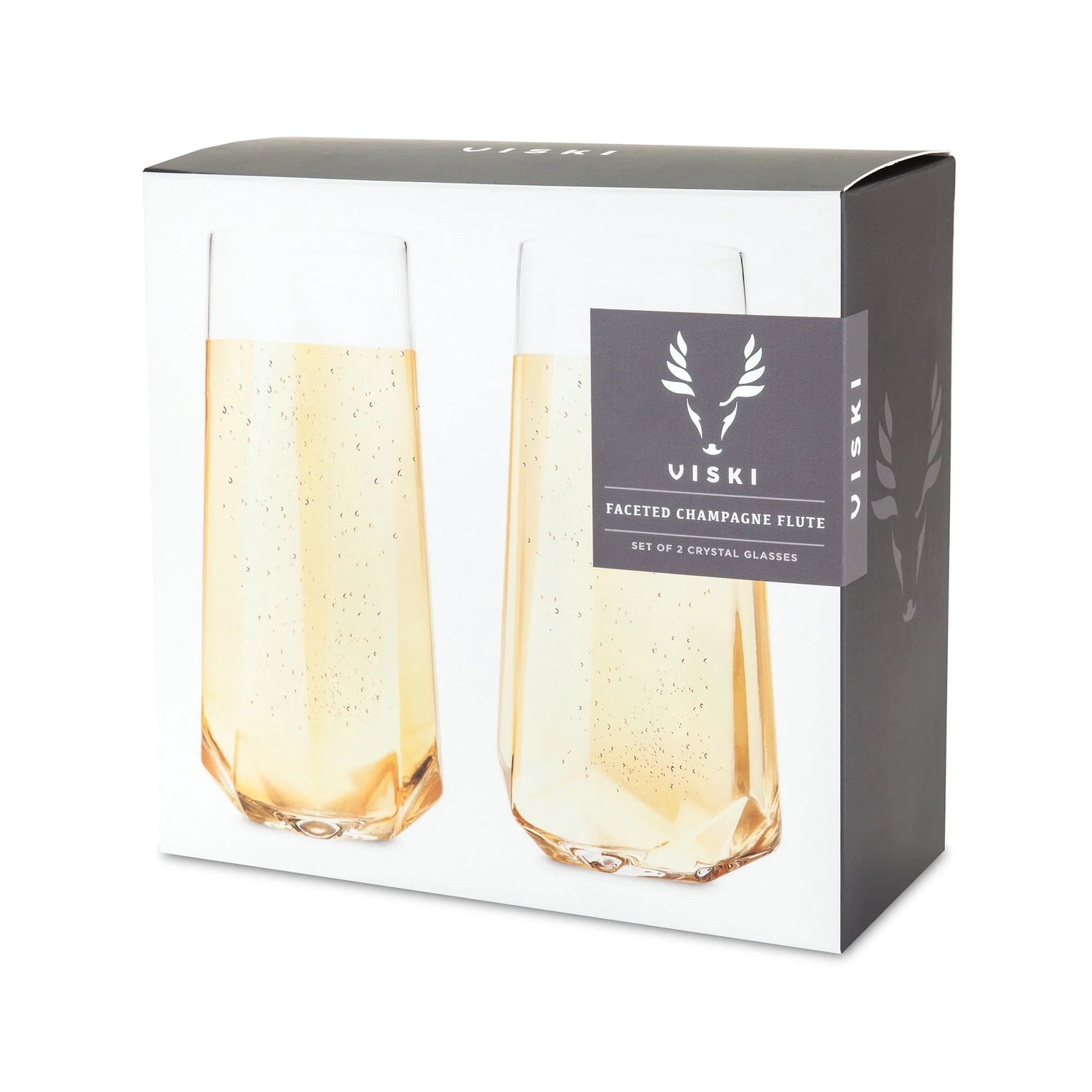 Viski Faceted Stemless Champagne Flutes - Set of 2