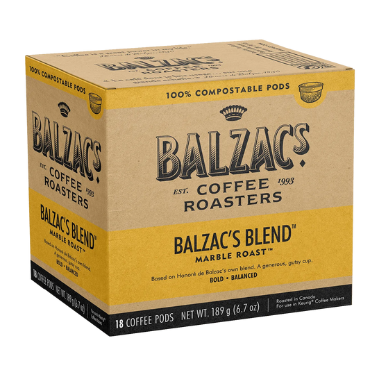 Balzacs Blend - Marble Roast - Single Serve Compostable Pods (18 cups)